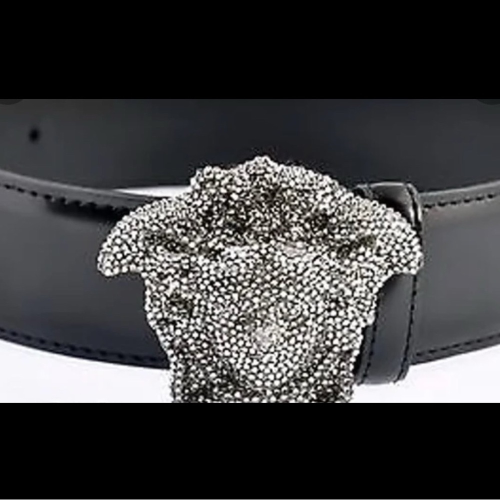 SOLD 🛑Versace Black Belt with Silver Medusa Buckle